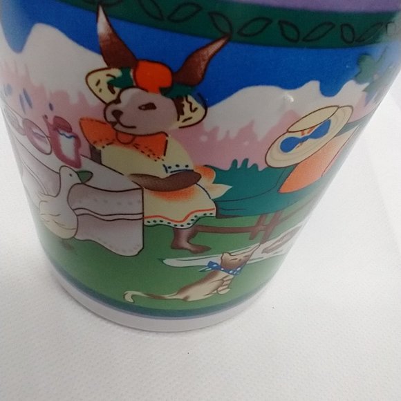 Ceramic White Mug "Rabbits Having Tea with Baby Rabbit"- Good Condition - Picture 11 of 15